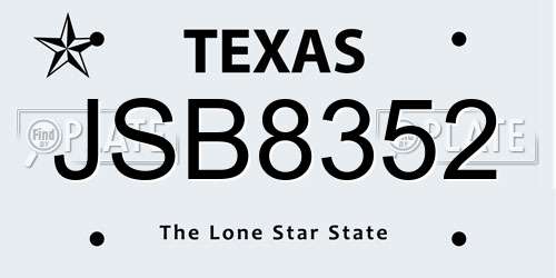 JSB8352 Texas License Plate