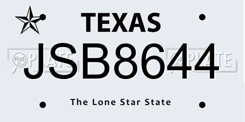 JSB8644 Texas License Plate