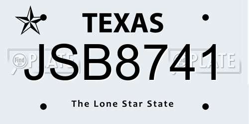 JSB8741 Texas License Plate