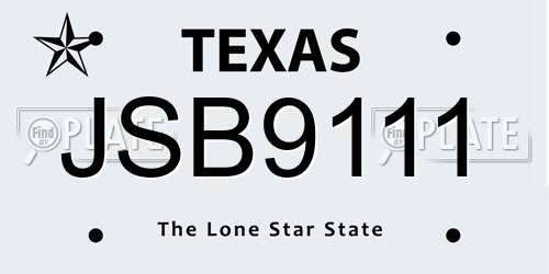 JSB9111 Texas License Plate