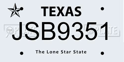 JSB9351 Texas License Plate