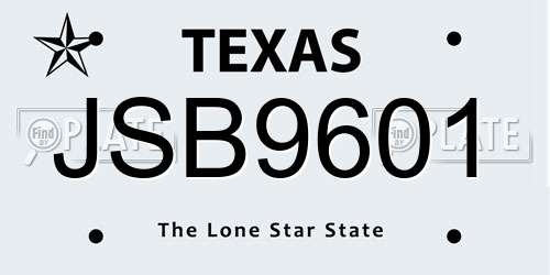 JSB9601 Texas License Plate