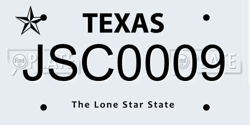 JSC0009 Texas License Plate