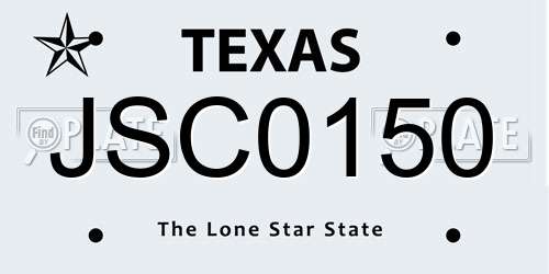 JSC0150 Texas License Plate