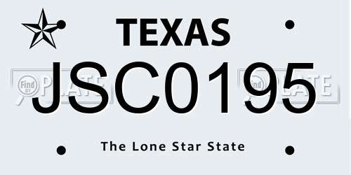 JSC0195 Texas License Plate
