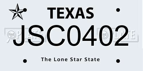 JSC0402 Texas License Plate