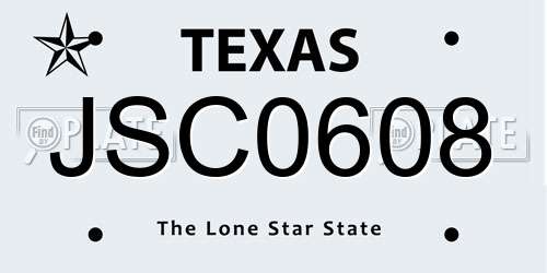 JSC0608 Texas License Plate