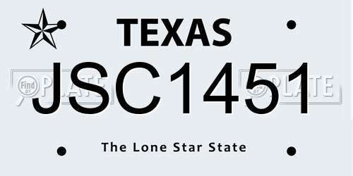 JSC1451 Texas License Plate