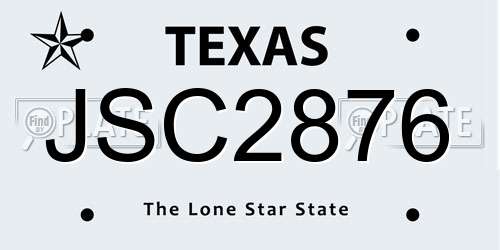 JSC2876 Texas License Plate