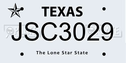 JSC3029 Texas License Plate