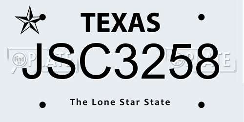 JSC3258 Texas License Plate
