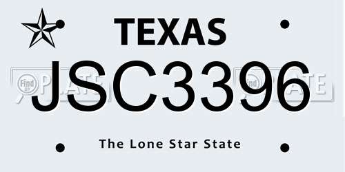 JSC3396 Texas License Plate