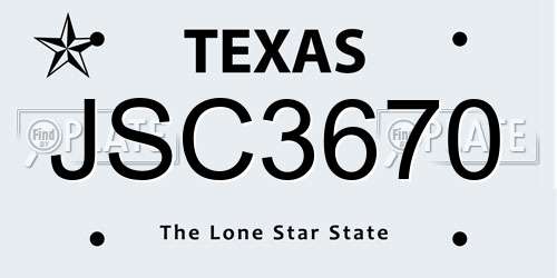 JSC3670 Texas License Plate