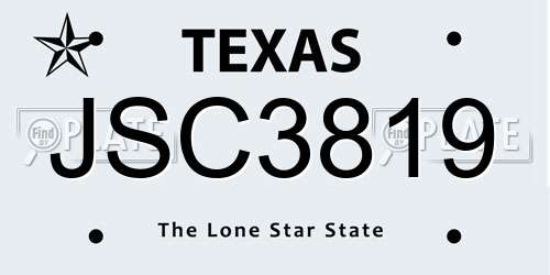 JSC3819 Texas License Plate