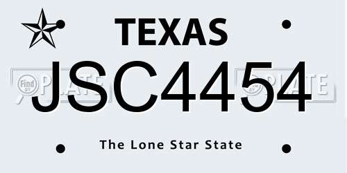 JSC4454 Texas License Plate