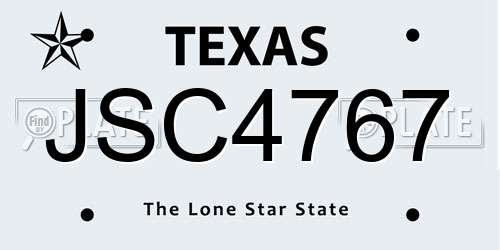 JSC4767 Texas License Plate