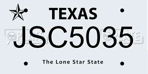 JSC5035 Texas License Plate