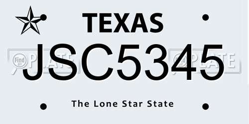 JSC5345 Texas License Plate