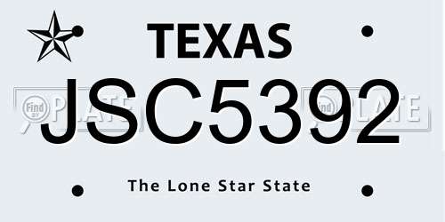 JSC5392 Texas License Plate