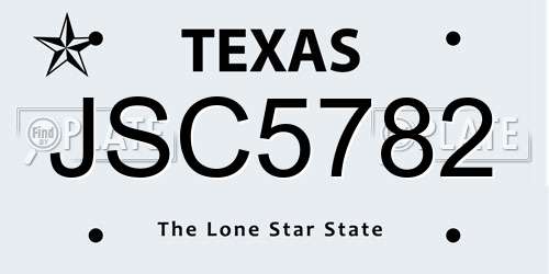 JSC5782 Texas License Plate