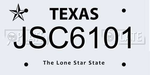 JSC6101 Texas License Plate