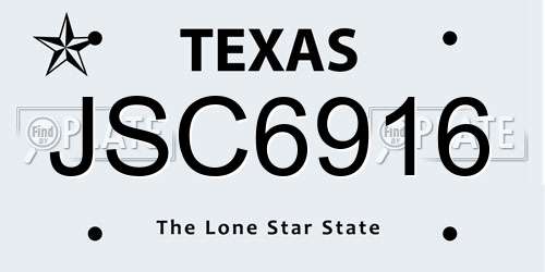 JSC6916 Texas License Plate