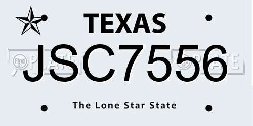 JSC7556 Texas License Plate