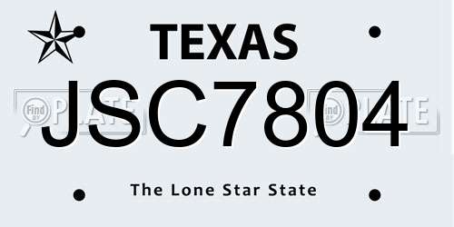 JSC7804 Texas License Plate