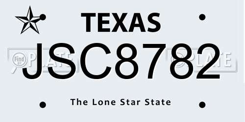 JSC8782 Texas License Plate