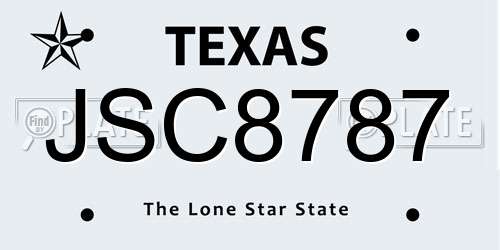 JSC8787 Texas License Plate