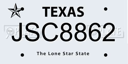 JSC8862 Texas License Plate