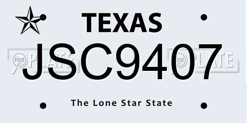 JSC9407 Texas License Plate
