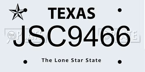 JSC9466 Texas License Plate