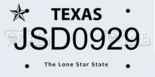 JSD0929 Texas License Plate