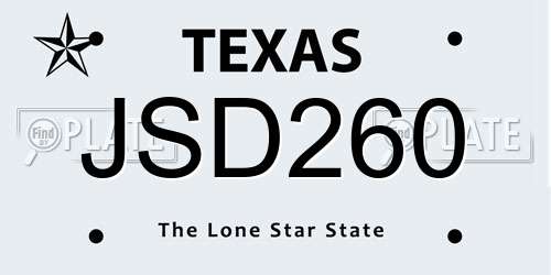 JSD260 Texas License Plate