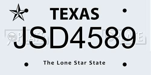 JSD4589 Texas License Plate