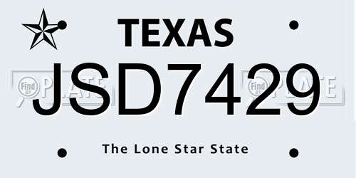 JSD7429 Texas License Plate