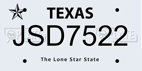 JSD7522 Texas License Plate