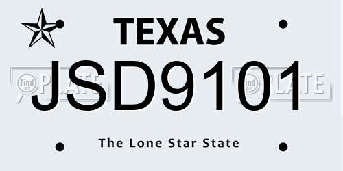JSD9101 Texas License Plate