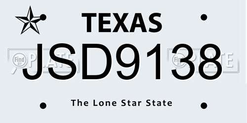 JSD9138 Texas License Plate