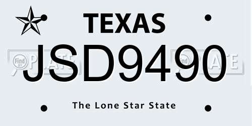 JSD9490 Texas License Plate