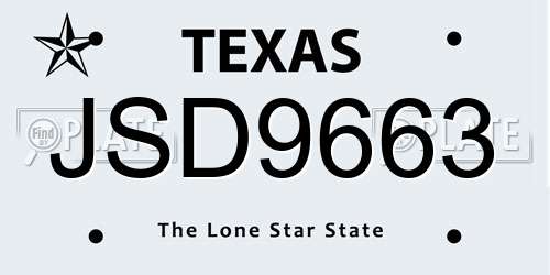 JSD9663 Texas License Plate
