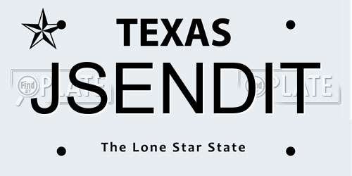 JSENDIT Texas License Plate