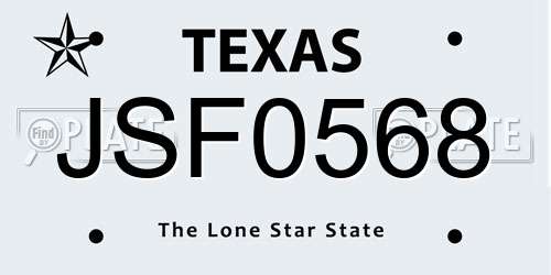JSF0568 Texas License Plate