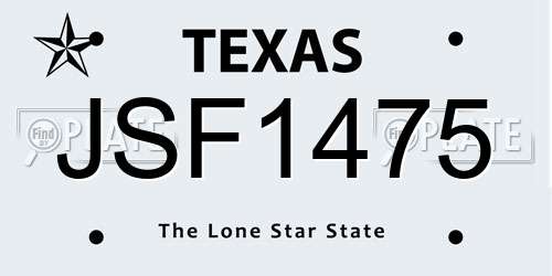 JSF1475 Texas License Plate