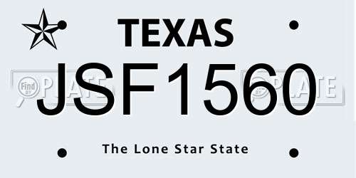 JSF1560 Texas License Plate