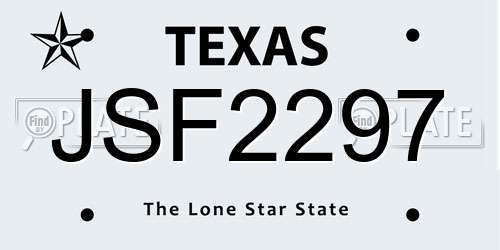 JSF2297 Texas License Plate