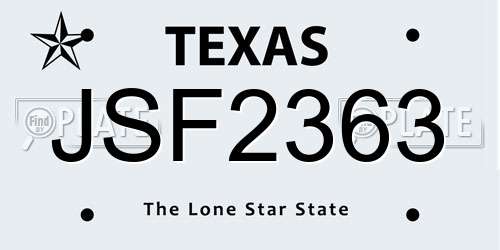 JSF2363 Texas License Plate