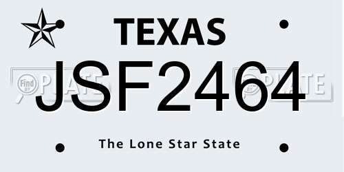 JSF2464 Texas License Plate
