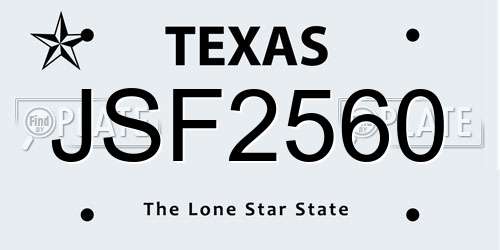 JSF2560 Texas License Plate